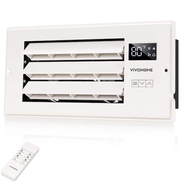 4 in. x 10 in. Opening Smart Register Booster Fan with Adjustable Louver, Thermostat and Remote Control in White