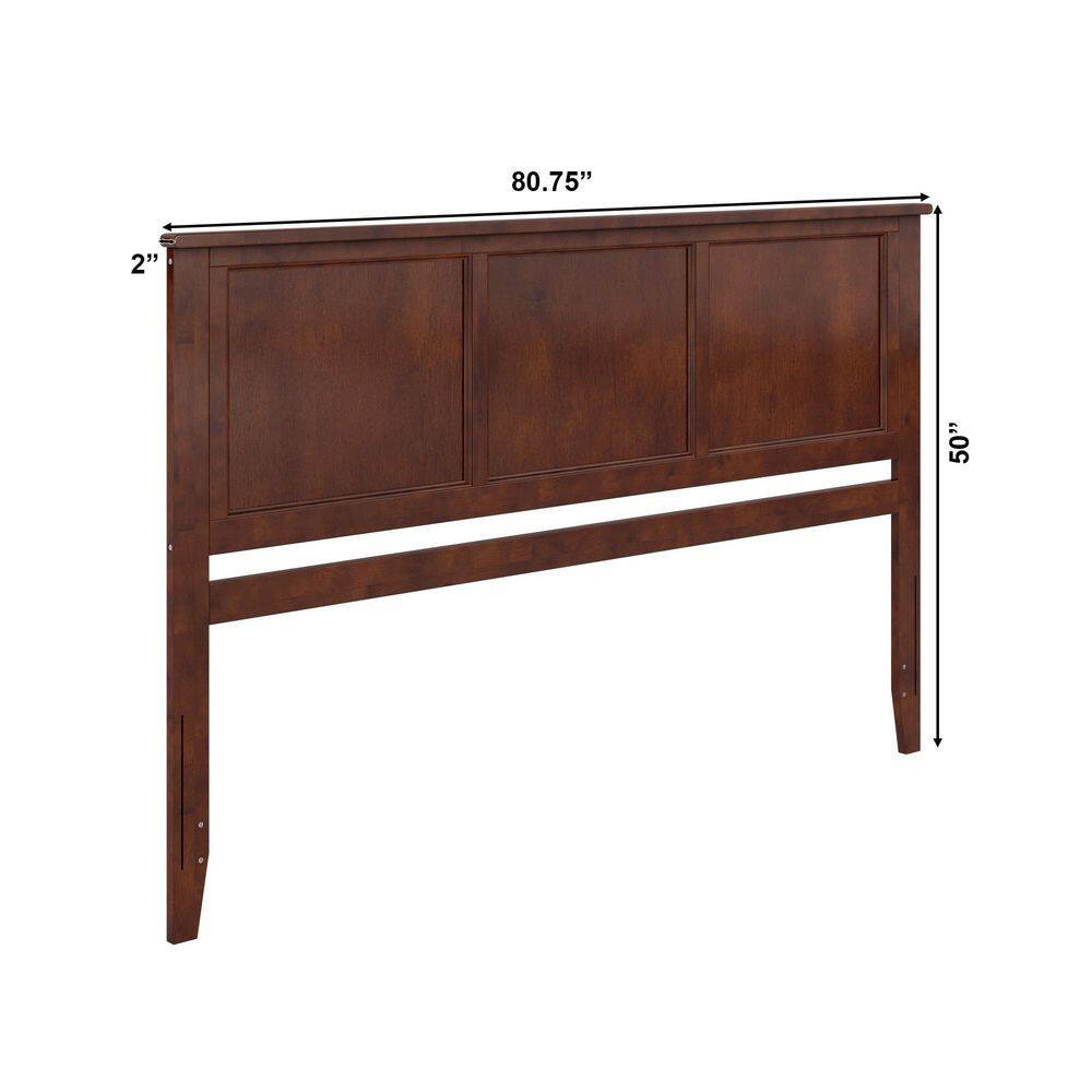 King Walnut Wood and Metal Panel Headboard