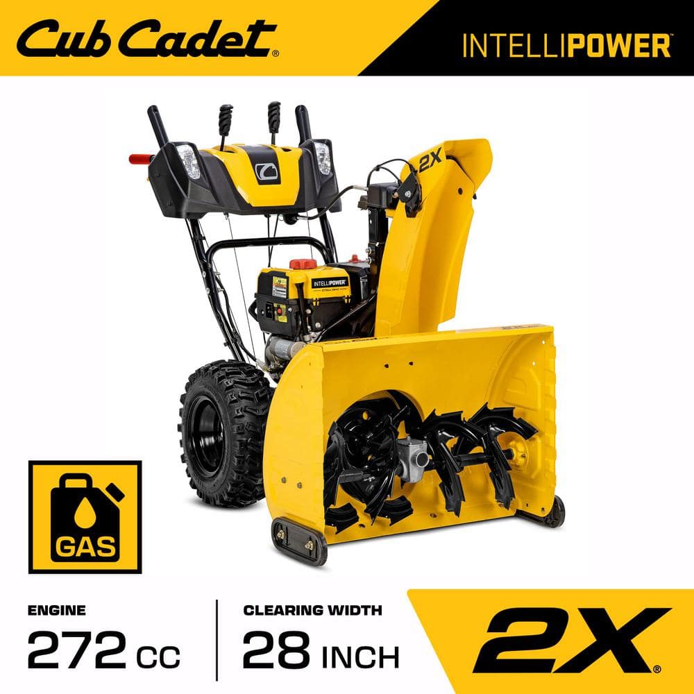 Cub Cadet 2X 28 in. 272cc IntelliPower Two Stage Electric Start Gas Snow Blower with Power Steering and Steel Chute 2X 28 IP The Home Depot