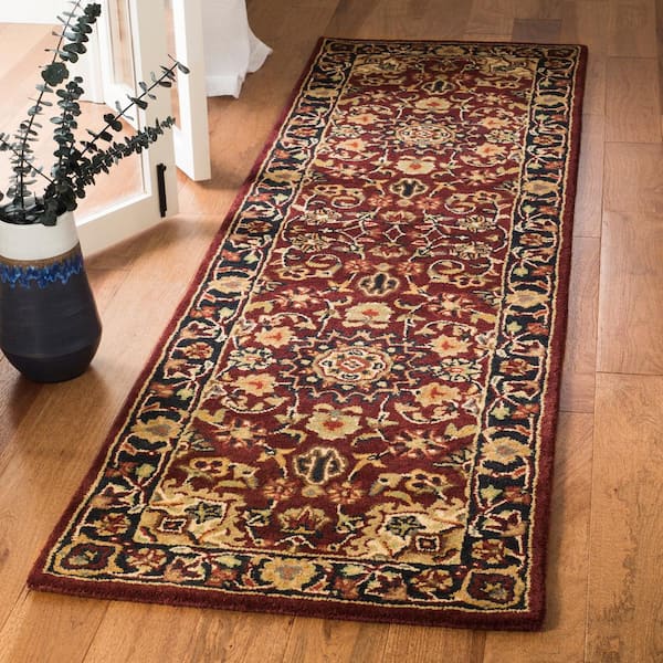 Classic Burgundy/Navy 2 ft. x 12 ft. Border Runner Rug