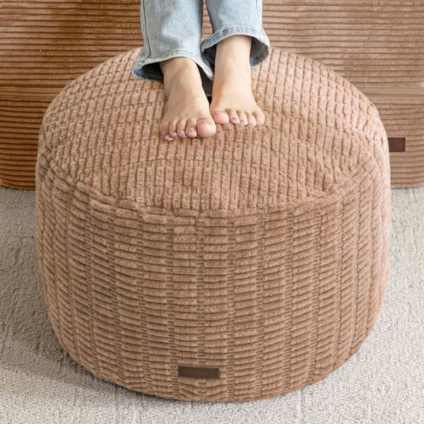 OGETFUUR 20 x 20 x 15 in. Brown Round Modern Foam Filled Foot Rest