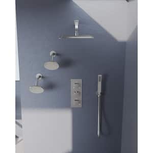 ZenithRain Shower System 8-Spray 12&6&6 in. Dual Wall Mount Fixed and Handheld Shower Head 2.5GPM in Brushed Nickel