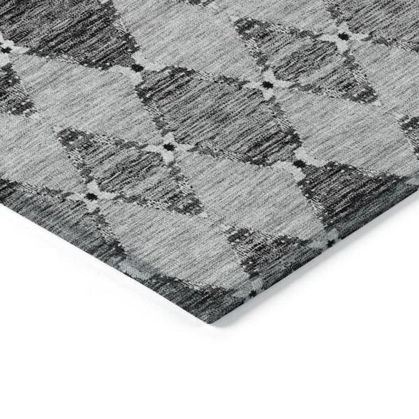 Gray, Charcoal, Silver 10 ft. x 14 ft. Woven Moroccan Polyester Rectangle Indoor/Outdoor Area Rug