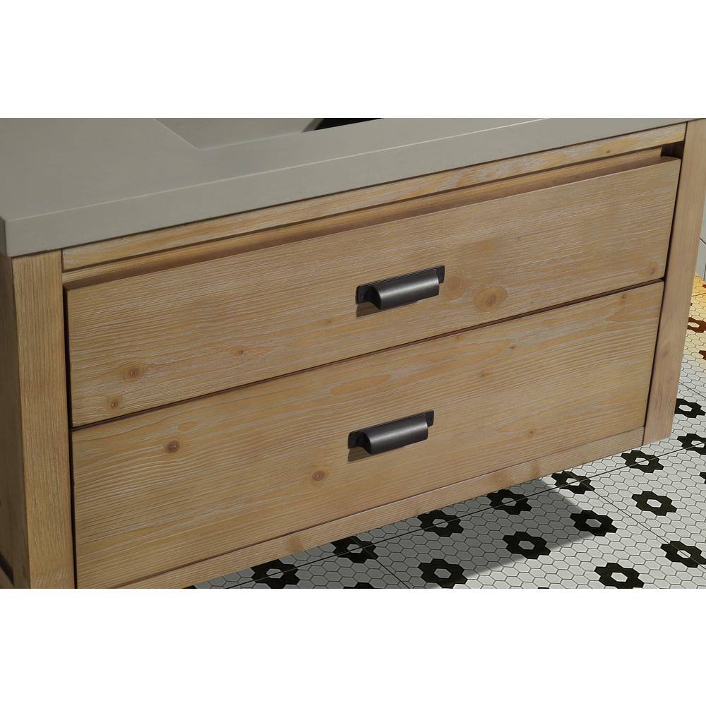 Kane 36" Weathered Fir Floating Bathroom Vanity with Cement Countertop