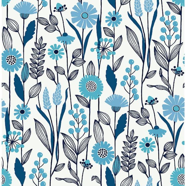 NuWallpaper Blue Jane Vinyl Peel and Stick Wallpaper