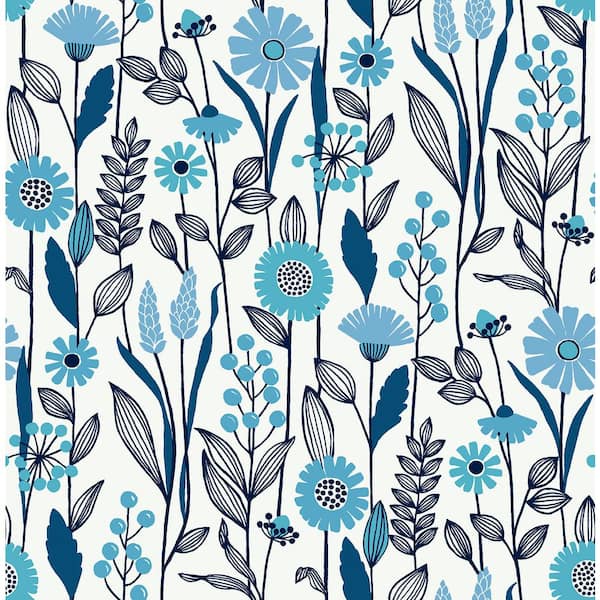 Teamson Kids Blue Jane Peel and Stick Wallpaper Sample