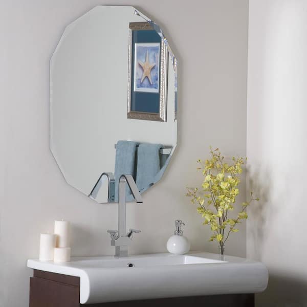 Decor Wonderland 22 in. W x 28 in. H Frameless Octagon Frameless Wall Mount Beveled Edge Bathroom Vanity Mirror