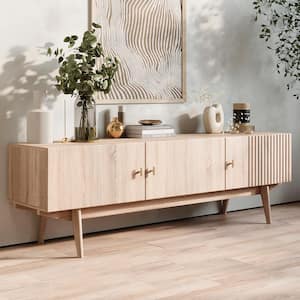 Chelsea 59 in. Beige TV Stand Fits for TV's up to 65 in. Slatted Design and Wood Legs