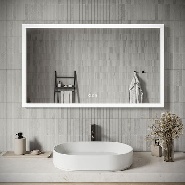 47 in. W x 28" H Rectangular Frameless LED Light Anti-Fog Dimmable Color Temperature Change Wall Bathroom Vanity Mirror