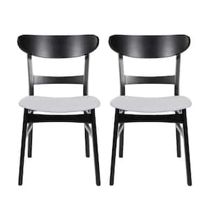 Cordoba Light Gray and Matte Black Fabric and Wood Dining Chair (Set of 2)