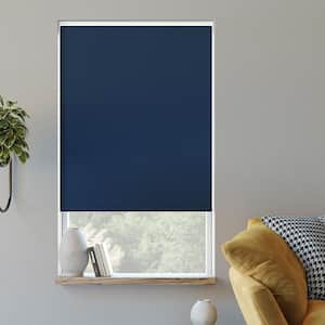 Langley Cordless Navy Blue 100% Blackout Textured Fabric Roller Shade 27 in. W x 72 in. L