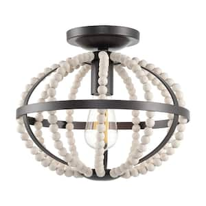 Arielle 12 in. 60-Watt 1-Light Oil Rubbed Bronze Modern Chic Semi Flush Mount