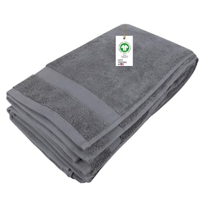 Feather Touch Quick Dry Sharkskin Grey Solid 100% Organic Cotton 650 GSM Single Bath Sheet, 36 in. x 70 in.