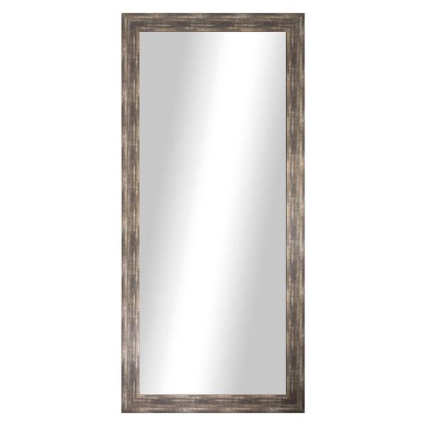 Modern Rustic (70 in. W x 33 in. H) Brushed Brown MDF Wide Rectangle Mirror