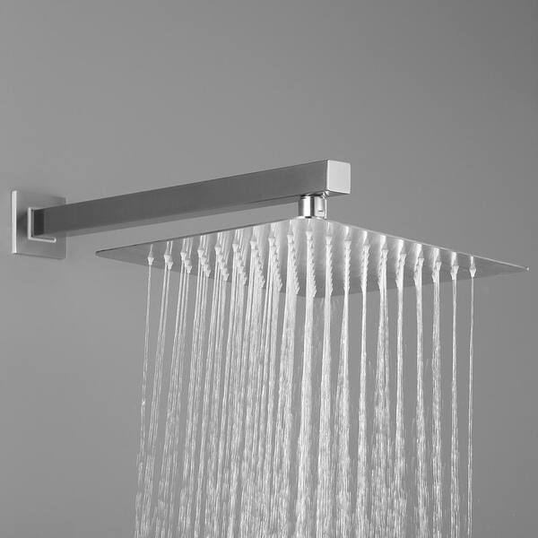 FORCLOVER 1-Spray Square High Pressure Wall Mounted Bathroom Rain