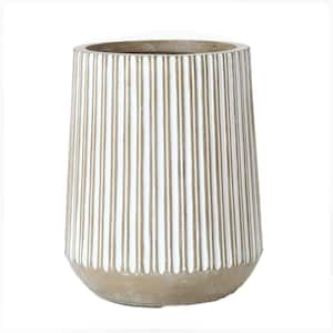 17.1 in. x 17.1 in. Brown and White Striped Ceramic Individual Pot