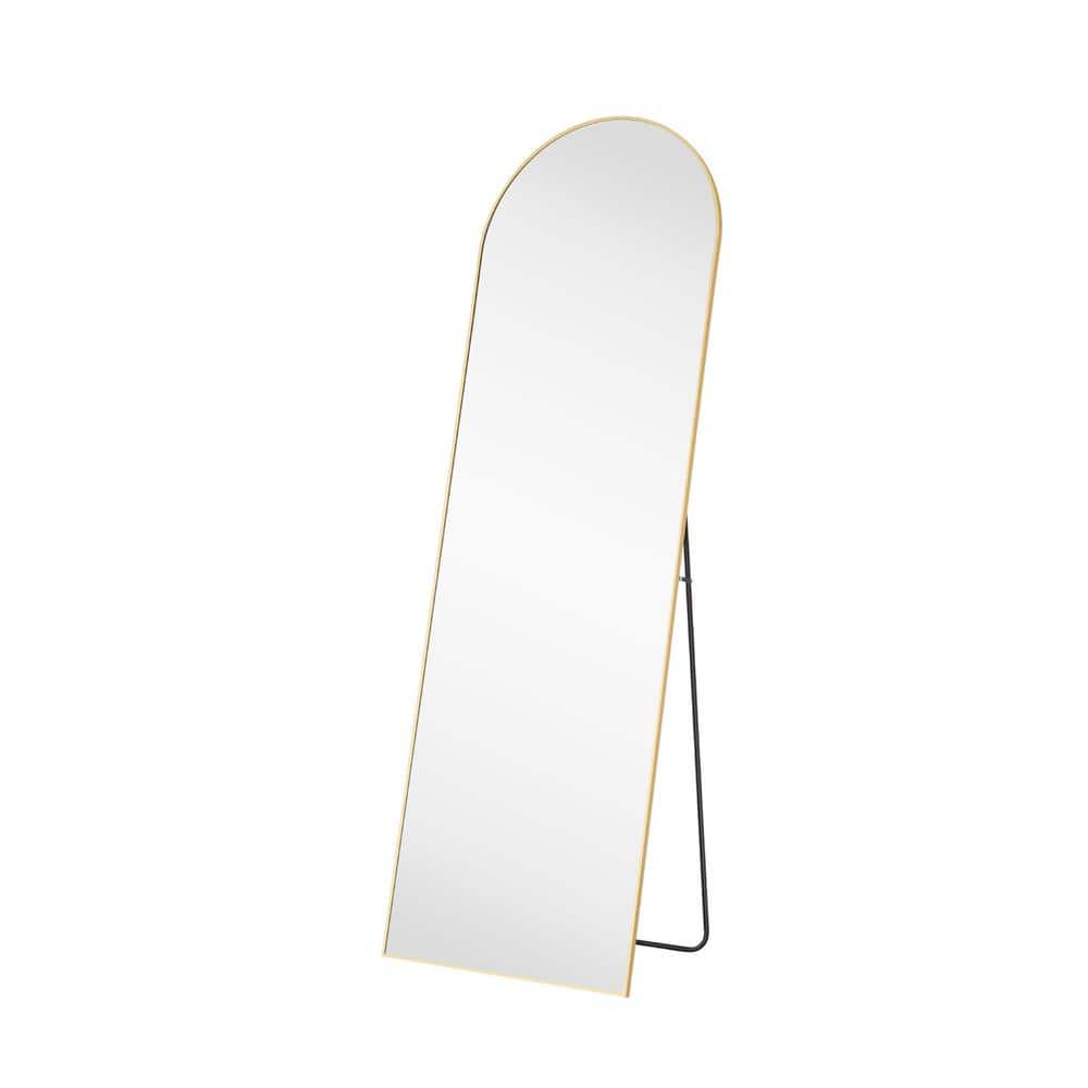 21 in. W x 64 in. H Classic Arched Gold Aluminum Alloy Framed Full Length M