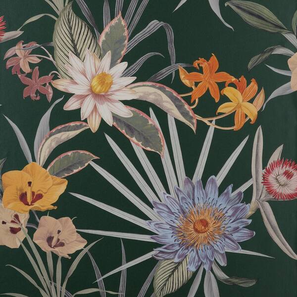 Calista Dark Green Tropical Floral Wallpaper