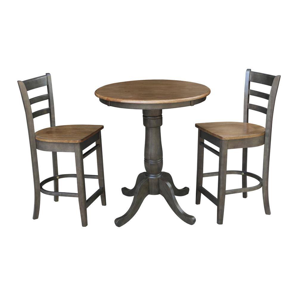 International Concepts Hampton 3-Piece 30 in. Hickory/Coal Round Solid ...