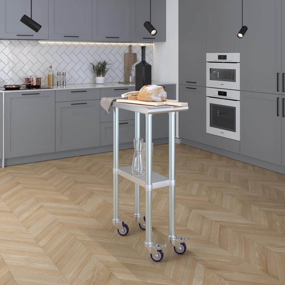24" Stainless Steel Utility Work Table with Casters and Undershelf