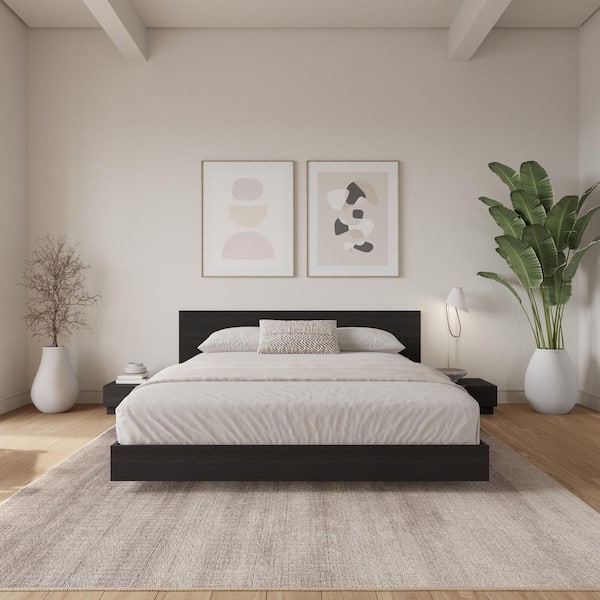Satori 4-Piece Black Composite King Size Low Profile Platform Bedroom Set
