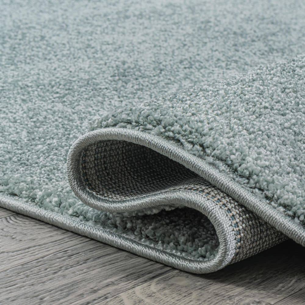 Light Blue Solid Synthetic 9' x 12' Reversible Area Rug