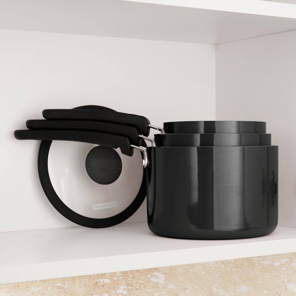 Gray Aluminum Nonstick 6-Piece Nesting Sauce Pan Set