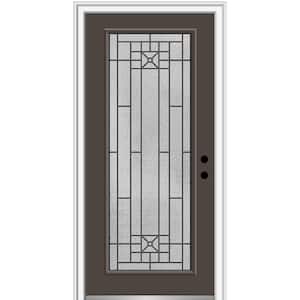36 in. x 80 in. Courtyard Left-Hand Full-Lite Decorative Painted Fiberglass Smooth Prehung Front Door, 6-9/16 in. Frame