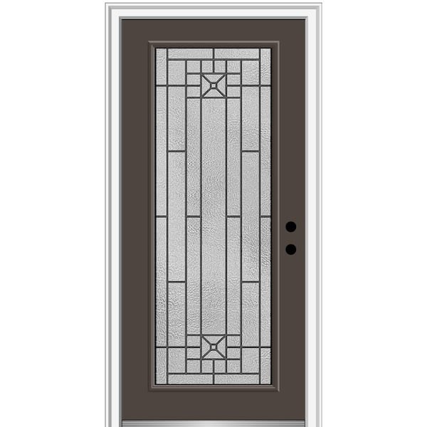MMI DOOR 36 in. x 80 in. Courtyard Left-Hand Full-Lite Decorative Painted Fiberglass Smooth Prehung Front Door, 6-9/16 in. Frame