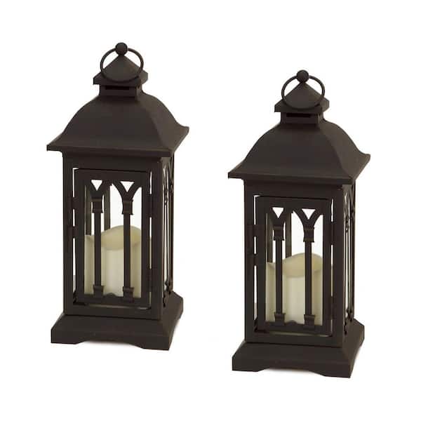 Black Metal Candle Lantern Set of 2-Pack