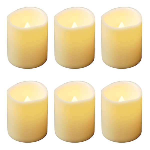 LUMABASE LED Amber Battery Operated Mini Pillar Candles Set of 6