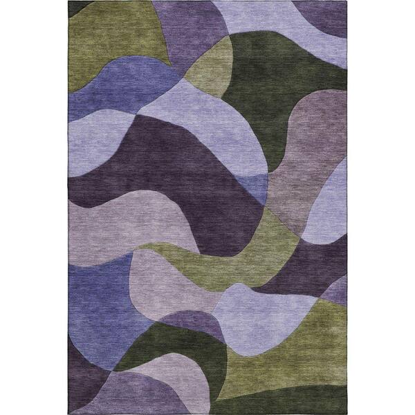 Mayfield Premium Machine Washable Abstract AMF2141 Purple 9 ft. x 12 ft. Area Rug