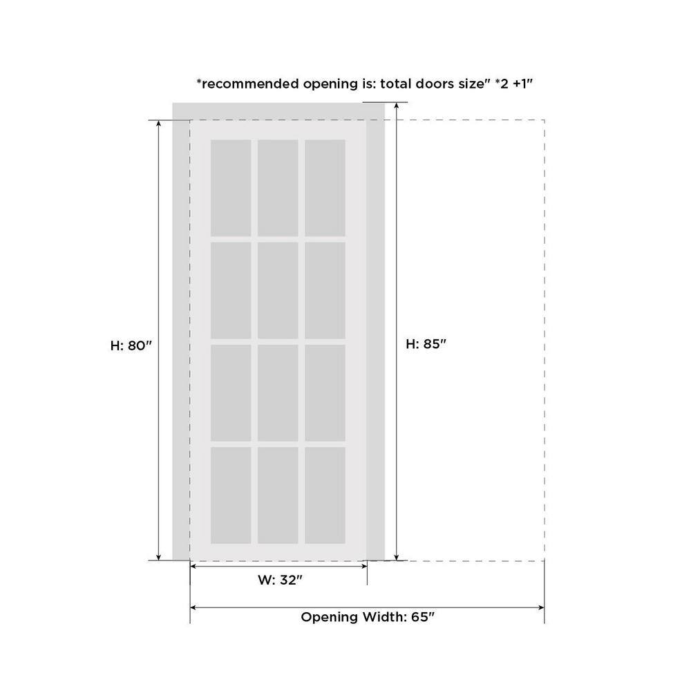 Modern Solid Wood Sliding Pocket Door with Primed Finish, 32" x 80"