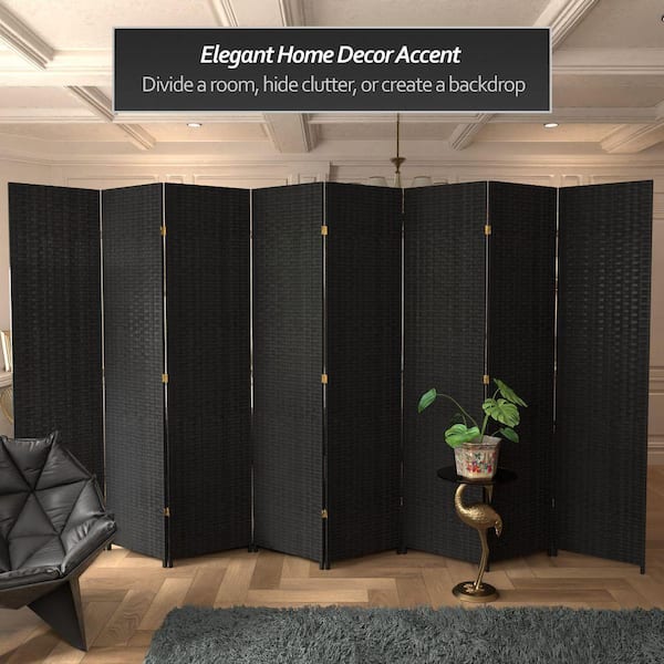 RED LANTERN 7 ft. Black 8-Panel Room Divider SS7FIBER-BLK-8P - The