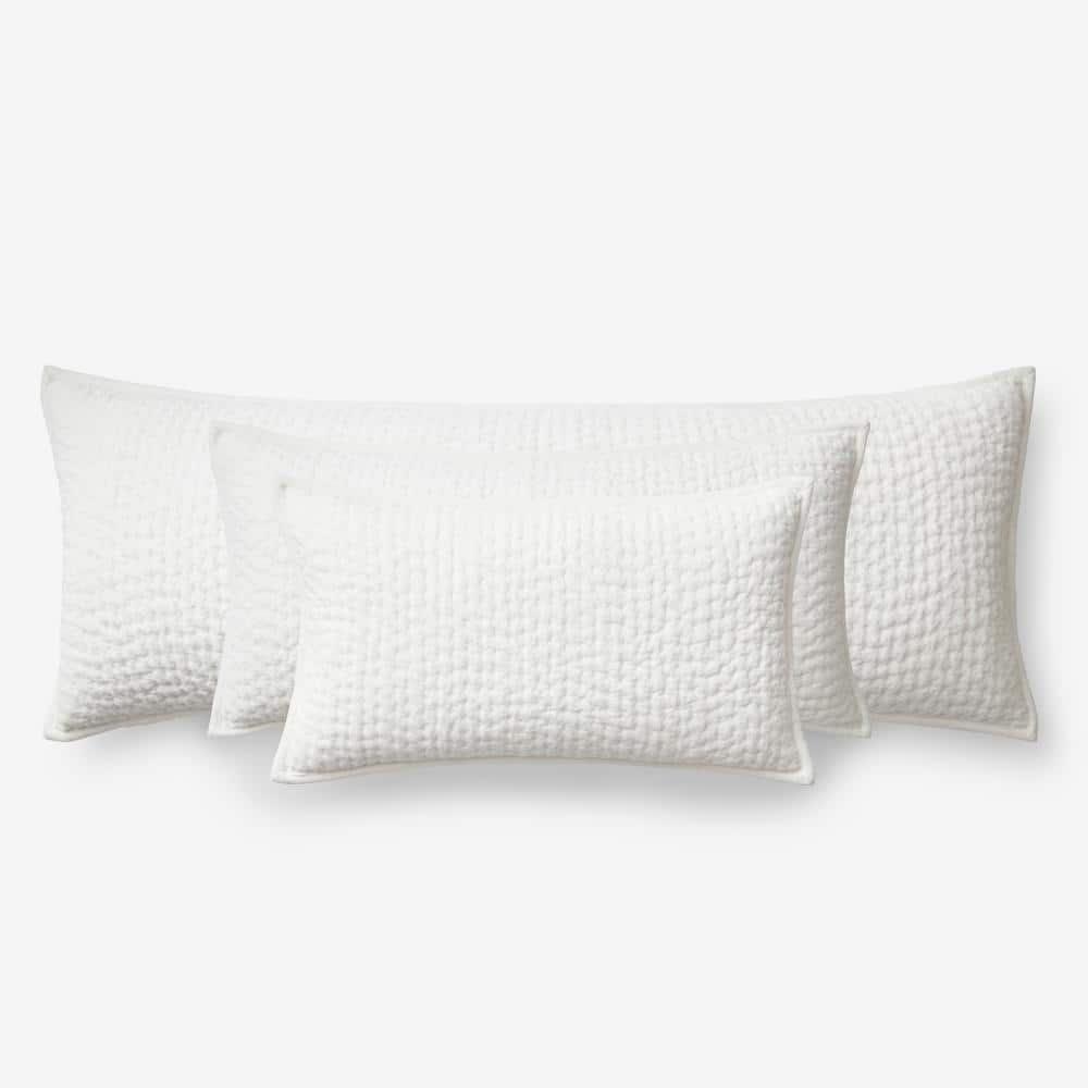 BRIELLE HOME Lennon White Textured 12 in. L x 18 in. W Throw Pillow  807000277421 - The Home Depot