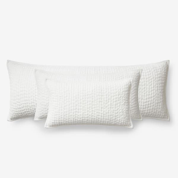 The Company Store Ophelia Velvet Decorative White 14 in. x 30 in. Throw Pillow Cover