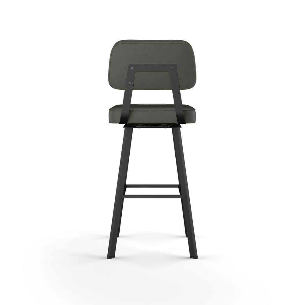 Clarkson 43'' Gray Leather & Metal Industrial Swivel Barstool