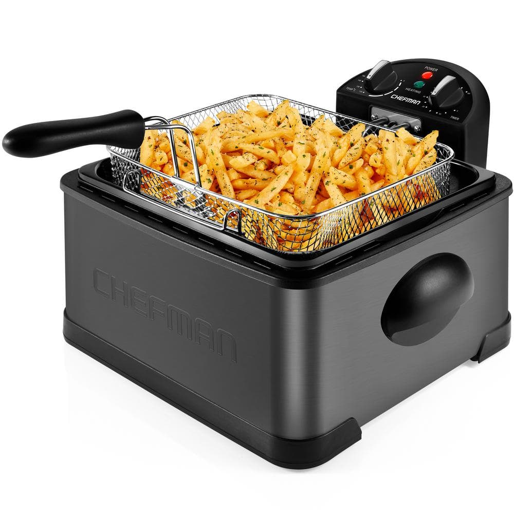 Chefman  Deep Fryer  XL Capacity  Adjustable Temperature & Timer - Black Stainless Steel  New