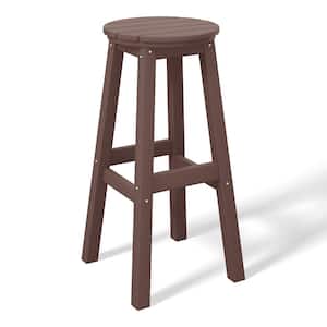 Laguna 29 in. HDPE Plastic All Weather Backless Round Seat Bar Height Outdoor Bar Stool in, Dark Brown