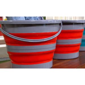Collapsible Bucket in Coral (Set of 2)