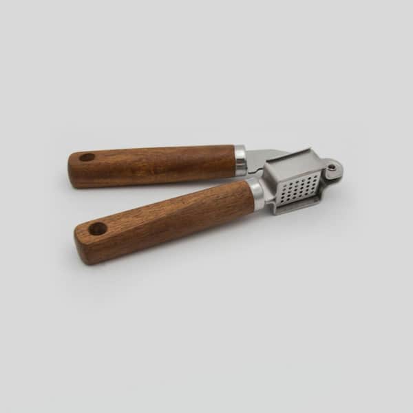 ExcelSteel Stainless Steel Garlic Press with Wooden Handle