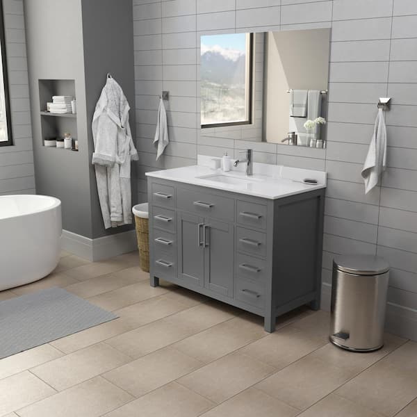 Beckett 54 in. W x 22 in. D Single Vanity in White with Cultured Marble Vanity Top in Carrara with White Basin
