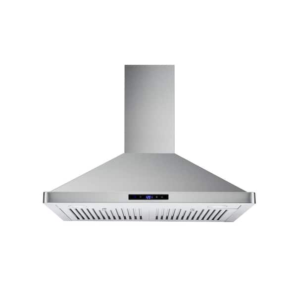 Flynama 30 in. 700 CFM Wall Mount Conveitible Range Hood in Silver with 3-Speed Stove Vent