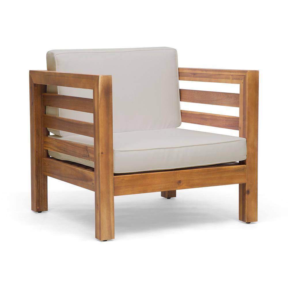 Anky Brown Wood Outdoor Lounge Chair with Beige Cushion price history on PriceWatchPro