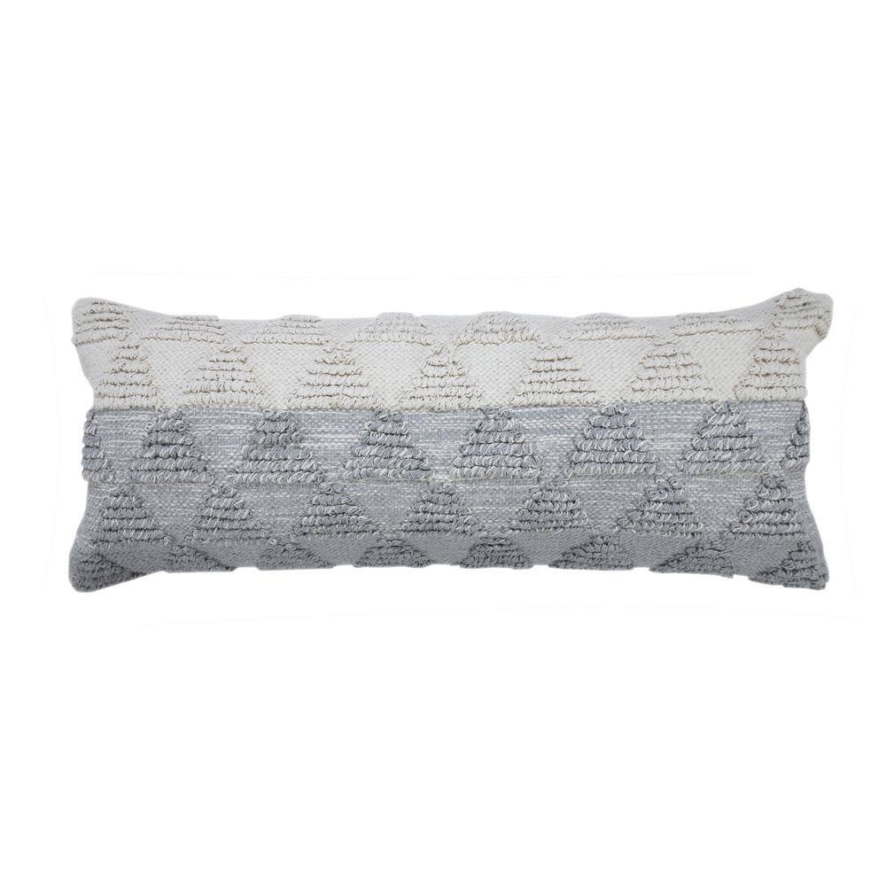 Contemporary Heathered Gray Off-White 14 in. x 36 in. Geometric Textured Tr