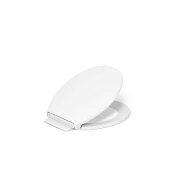 Highline Round Grip Tight Bumpers, Soft Close Front Toilet Seat in White