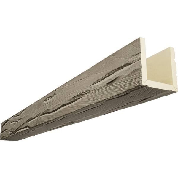 Ekena Millwork Endurathane 6 in. H x 12 in. W x 12 ft. L Riverwood Champagne Mist Faux Wood Beam