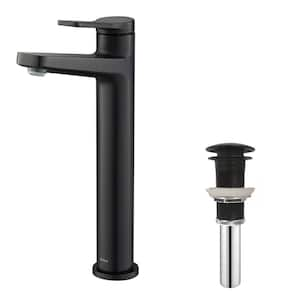 Indy Single Hole Single-Handle Bathroom Faucet with Pop-Up Drain in Matte Black