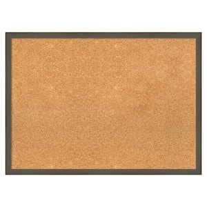Svelte Clay Grey Wood Framed Natural Corkboard 29 in. x 21 in. Bulletin Board Memo Board