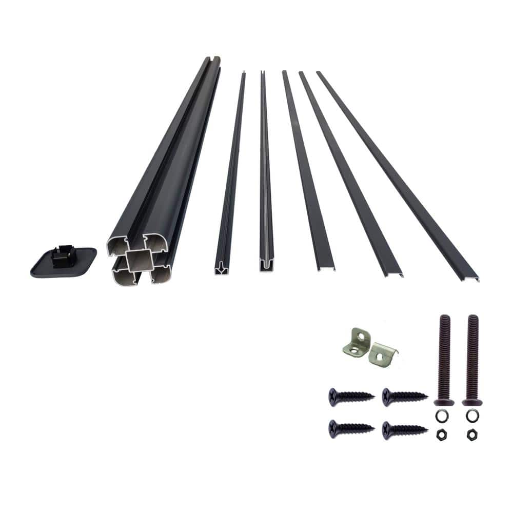 3 in. x 3 in. x 6 ft. Gray Aluminum Alloy Fence End Post Kit for 6 in. x 6 